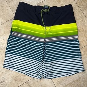 Striped and colorful swim  trunks